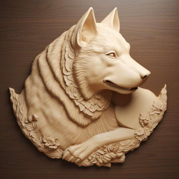 Природа и животные (Собака породы Хоккайдо собака 1, NATURE_1749) 3D модель для ЧПУ станка