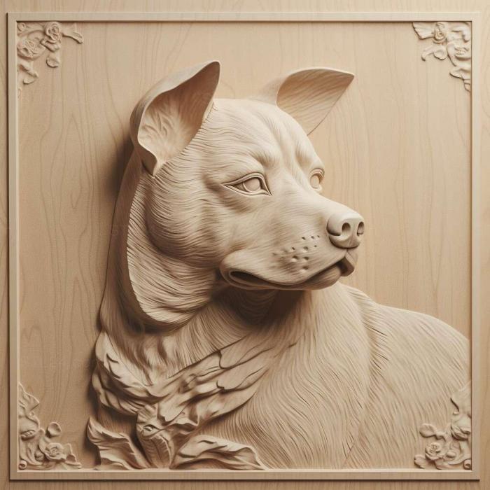 Природа и животные (Собака породы Хоккайдо собака 2, NATURE_1750) 3D модель для ЧПУ станка