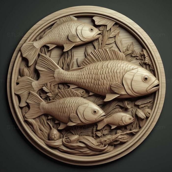 Природа и животные (Живородящая аквариумная рыбка рыбка 2, NATURE_1762) 3D модель для ЧПУ станка