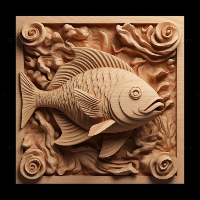 Природа и животные (Живородящая аквариумная рыбка рыбка 4, NATURE_1764) 3D модель для ЧПУ станка