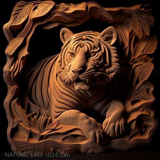 Природа и животные (Забродский Тигр знаменитое животное 4, NATURE_1816) 3D модель для ЧПУ станка