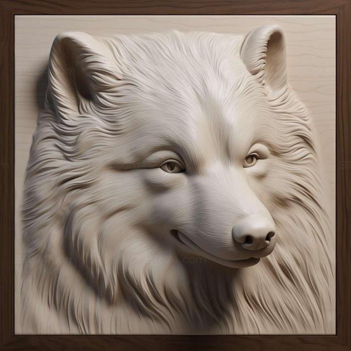 Природа и животные (Американская эскимосская собака 1, NATURE_1853) 3D модель для ЧПУ станка