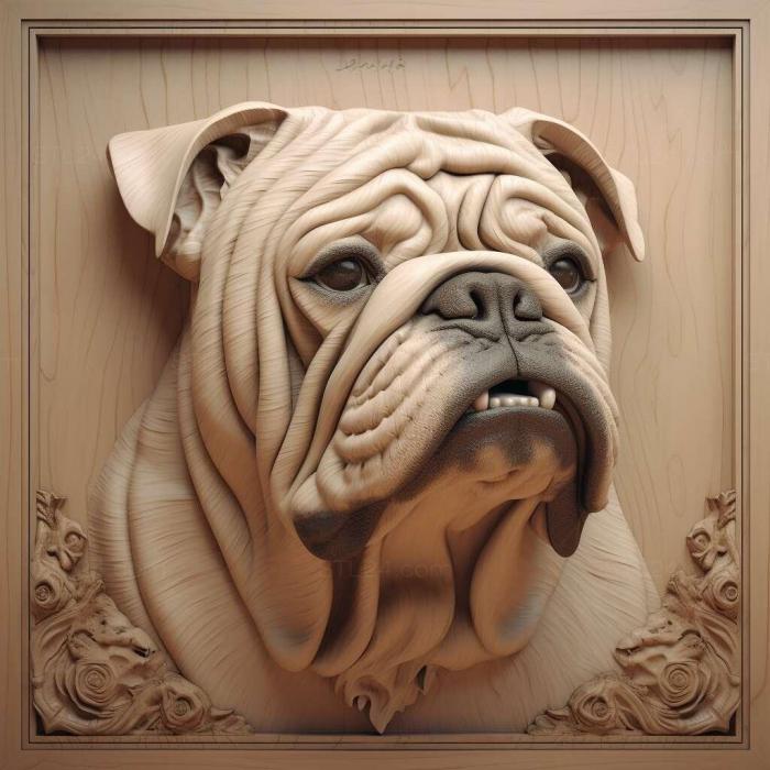 Nature and animals (st English Bulldog dog 2, NATURE_1878) 3D models for cnc
