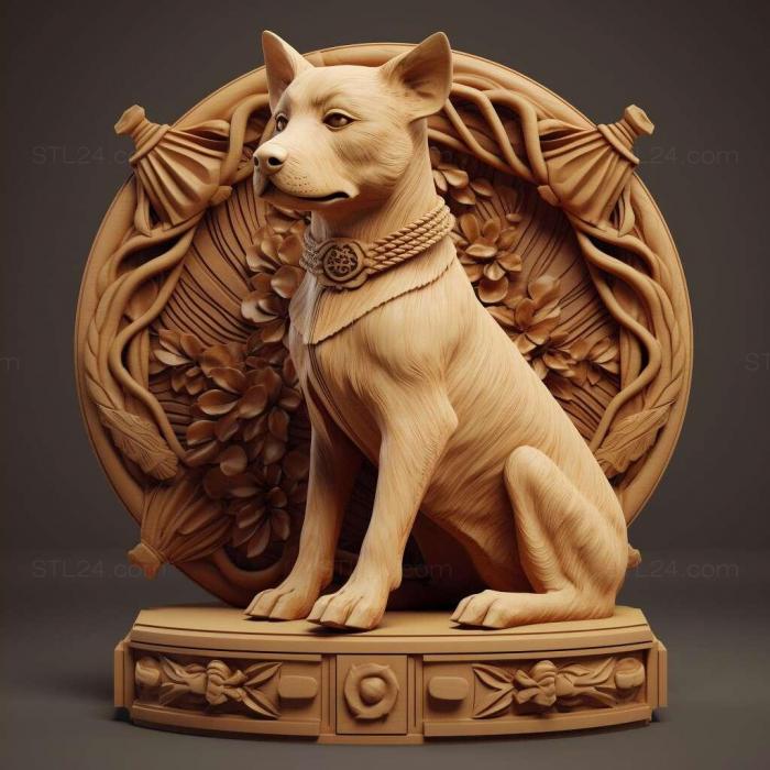 Природа и животные (Собака породы Раджапалаям собака 3, NATURE_1895) 3D модель для ЧПУ станка