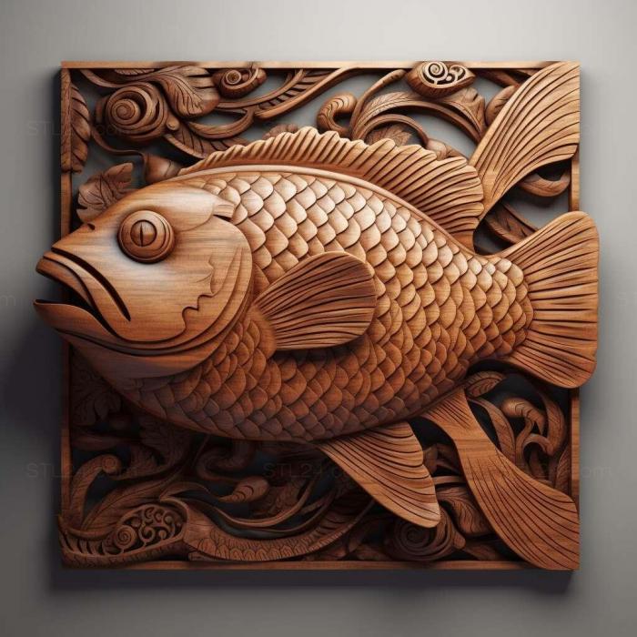 Природа и животные (Рыба Гнатонем Питерс 4, NATURE_1904) 3D модель для ЧПУ станка