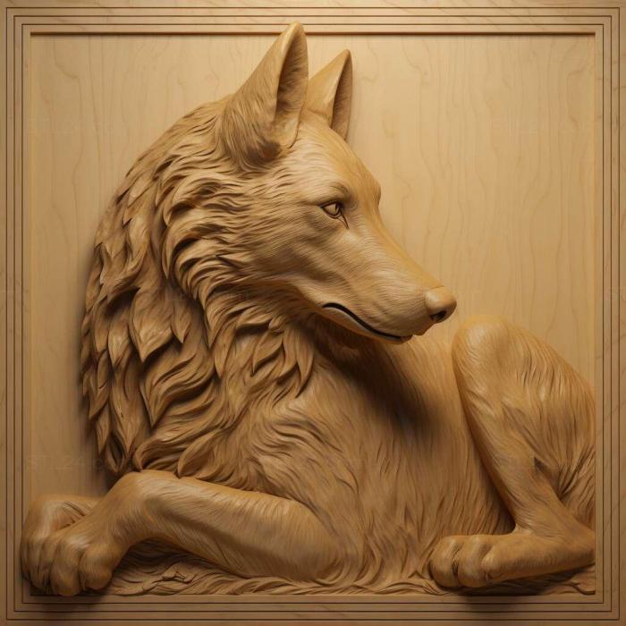 Природа и животные (Чехословацкая собака - волк 3, NATURE_1923) 3D модель для ЧПУ станка
