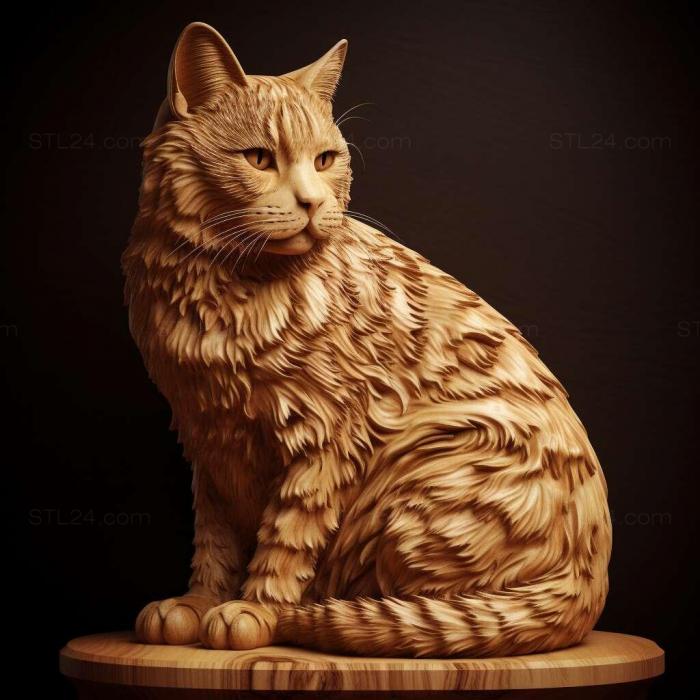Nature and animals (American Bobtail cat 1, NATURE_1945) 3D models for cnc