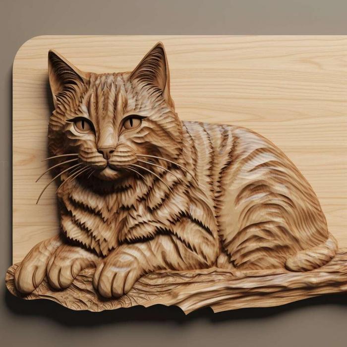 Nature and animals (American Bobtail cat 2, NATURE_1946) 3D models for cnc