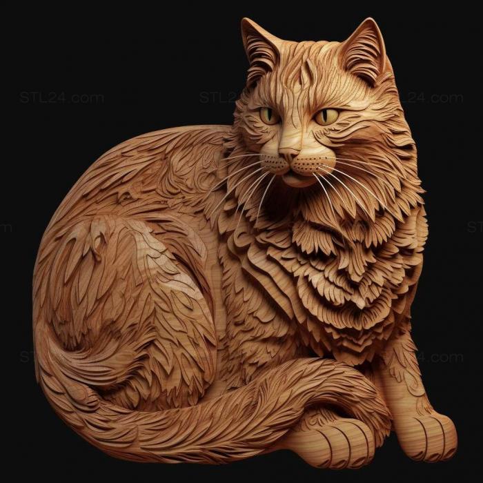 Nature and animals (American Bobtail cat 3, NATURE_1947) 3D models for cnc