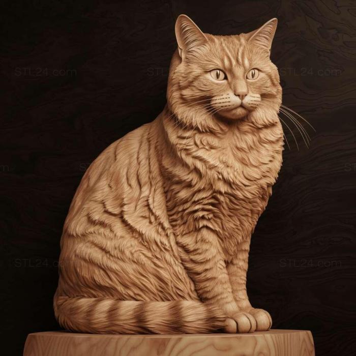 Nature and animals (American Bobtail cat 4, NATURE_1948) 3D models for cnc