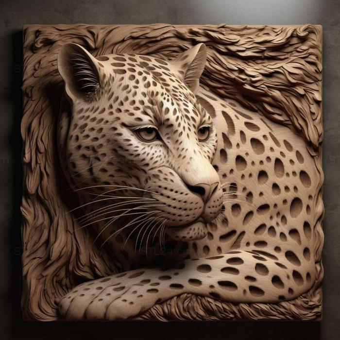 Nature and animals (st Leopardus pajeros 1, NATURE_1961) 3D models for cnc