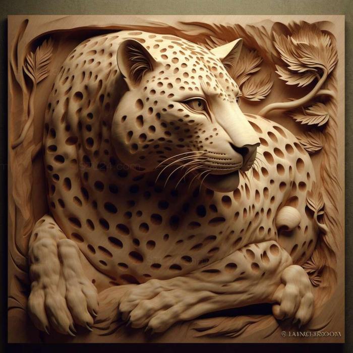 Nature and animals (st Leopardus pajeros 2, NATURE_1962) 3D models for cnc