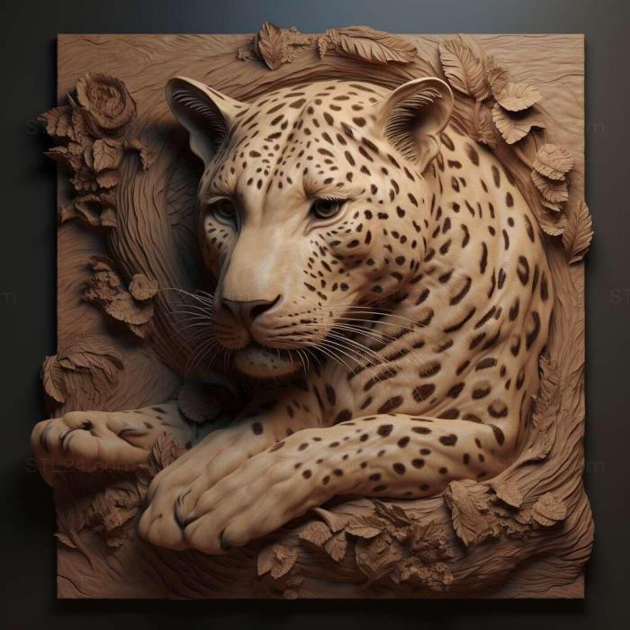 Nature and animals (st Leopardus pajeros 3, NATURE_1963) 3D models for cnc