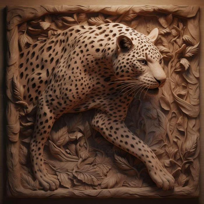 Nature and animals (st Leopardus pajeros 4, NATURE_1964) 3D models for cnc