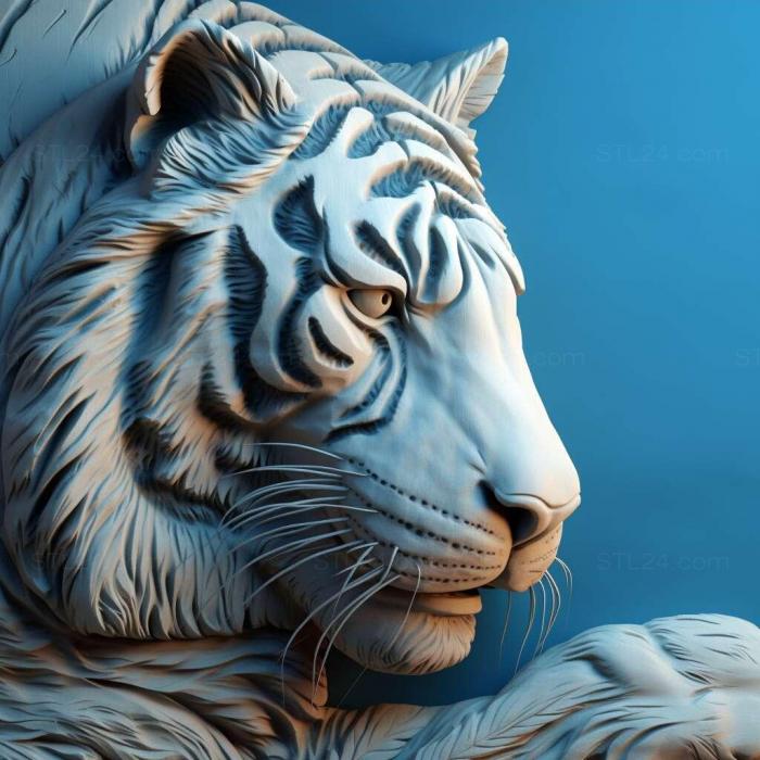 Nature and animals (st tiger on dramatic blue side ighti 4, NATURE_1980) 3D models for cnc