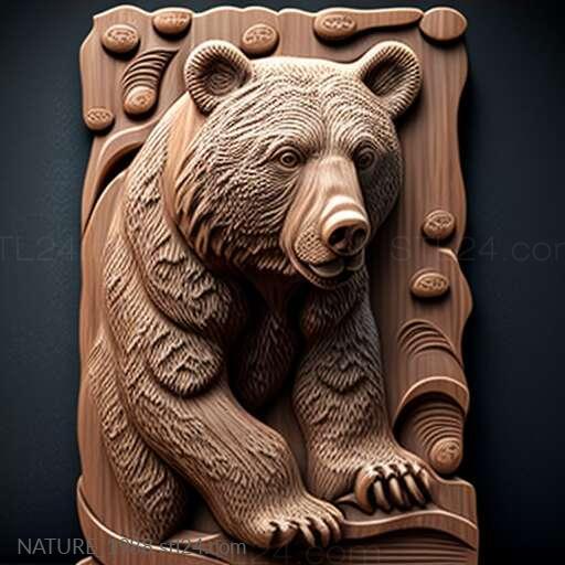 Nature and animals (st Kamil bear famous animal 4, NATURE_1988) 3D models for cnc