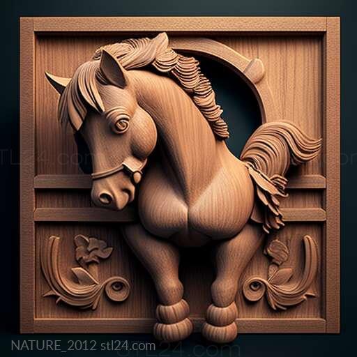Природа и животные (Карликовая лошадь Дюймовочки знаменитое животное 4, NATURE_2012) 3D модель для ЧПУ станка