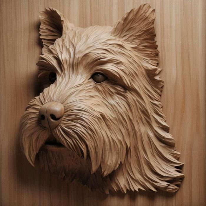 Природа и животные (Собака породы сент-скай-терьер 4, NATURE_204) 3D модель для ЧПУ станка