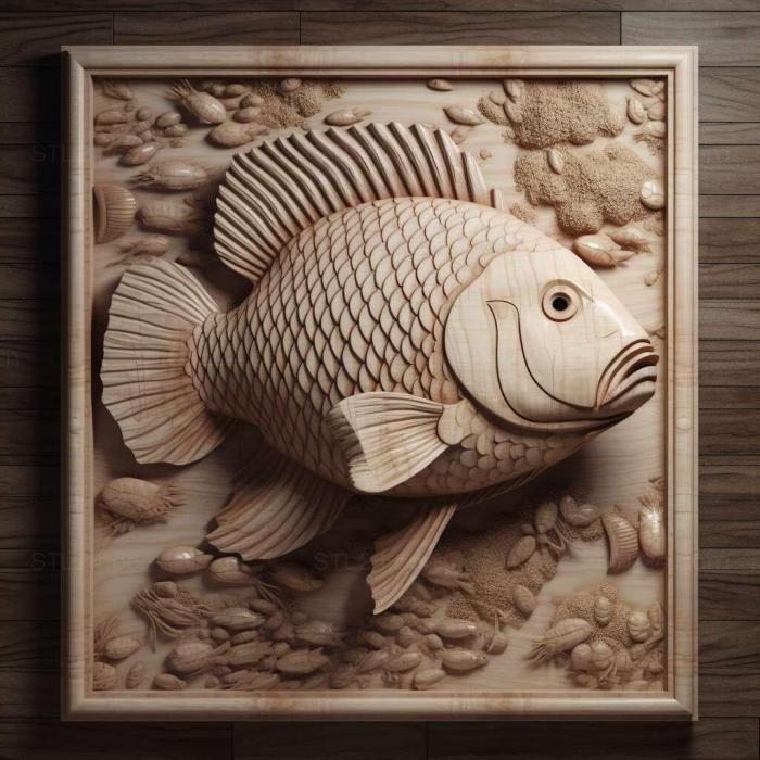 Nature and animals (Tilapia genus fish 4, NATURE_2140) 3D models for cnc