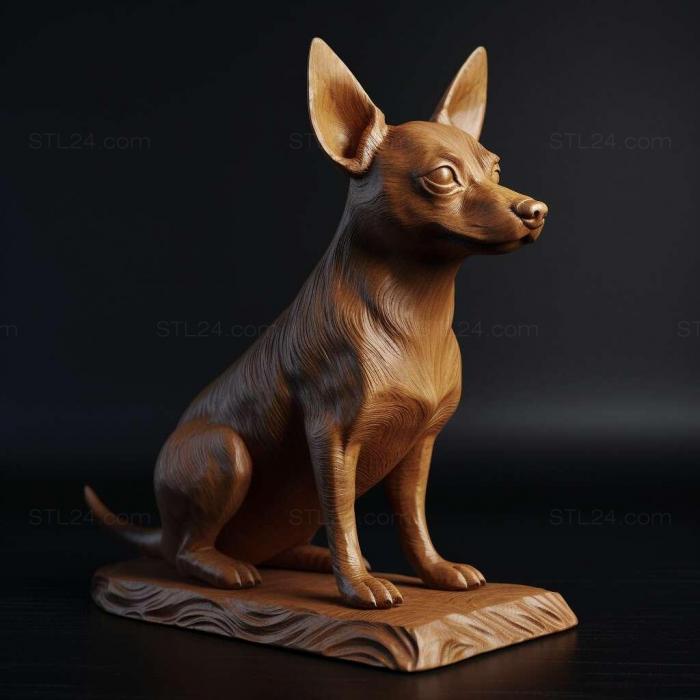 Nature and animals (English Toy Terrier dog 1, NATURE_2141) 3D models for cnc