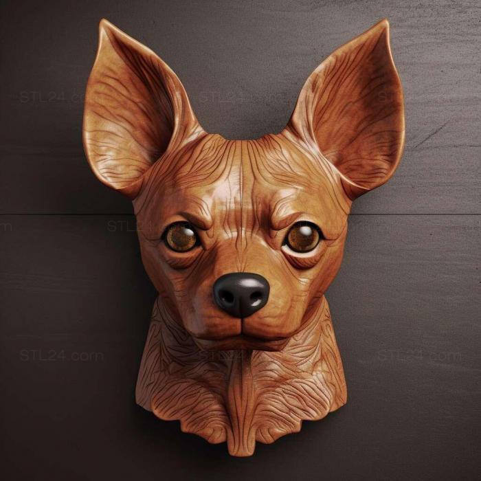 Nature and animals (English Toy Terrier dog 4, NATURE_2144) 3D models for cnc