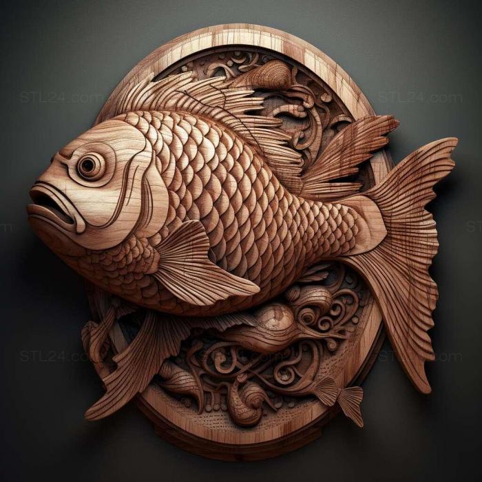 Природа и животные (Рыбный Шубункин 1, NATURE_2149) 3D модель для ЧПУ станка