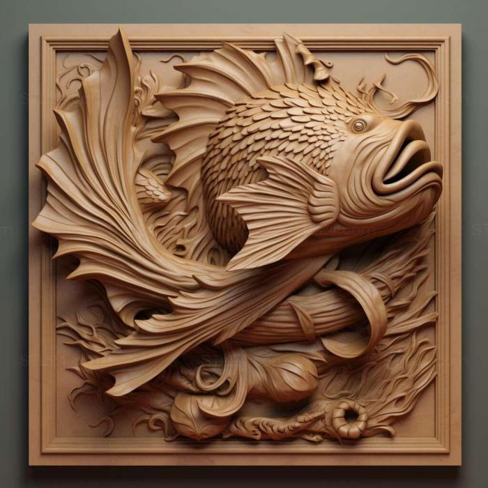Nature and animals (Fighting fish Dragon fish 1, NATURE_2161) 3D models for cnc