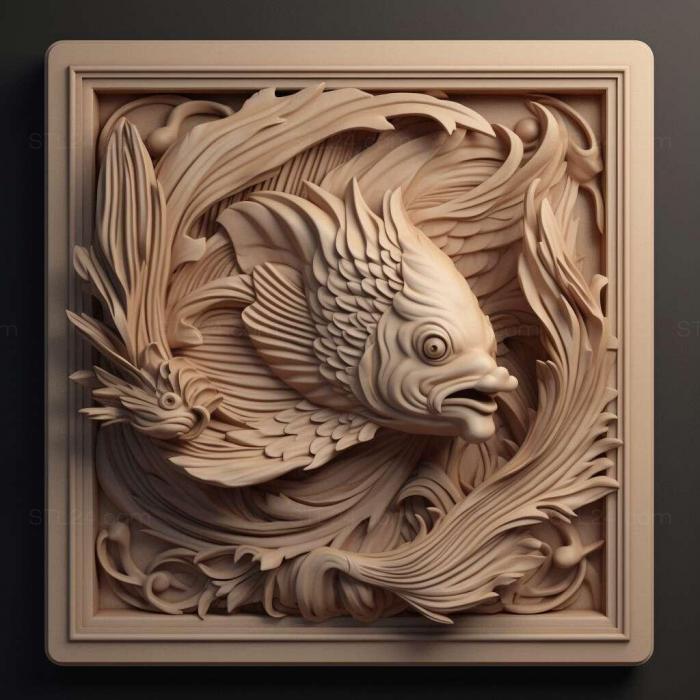 Nature and animals (Fighting fish Dragon fish 2, NATURE_2162) 3D models for cnc