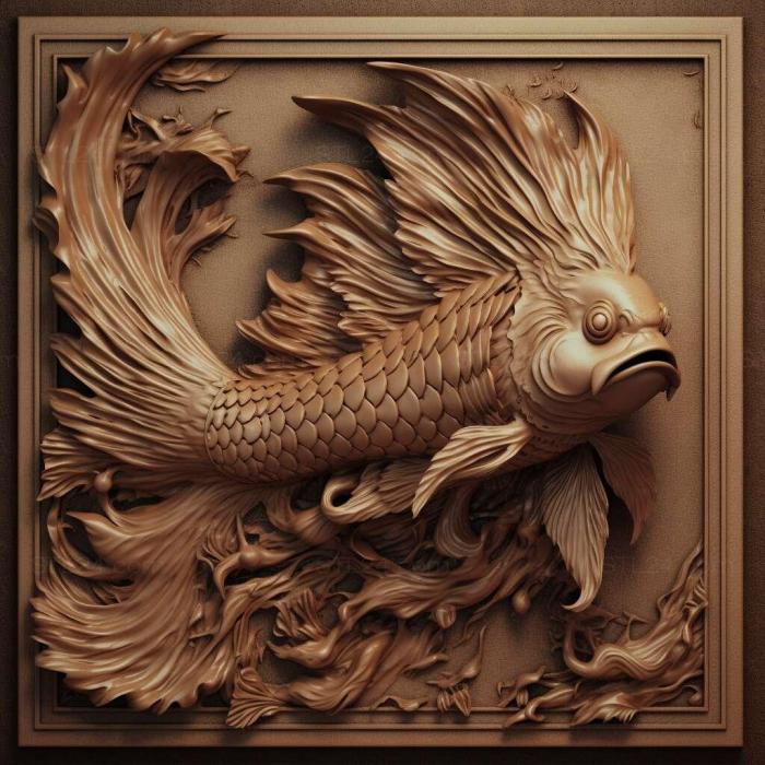Nature and animals (Fighting fish Dragon fish 3, NATURE_2163) 3D models for cnc