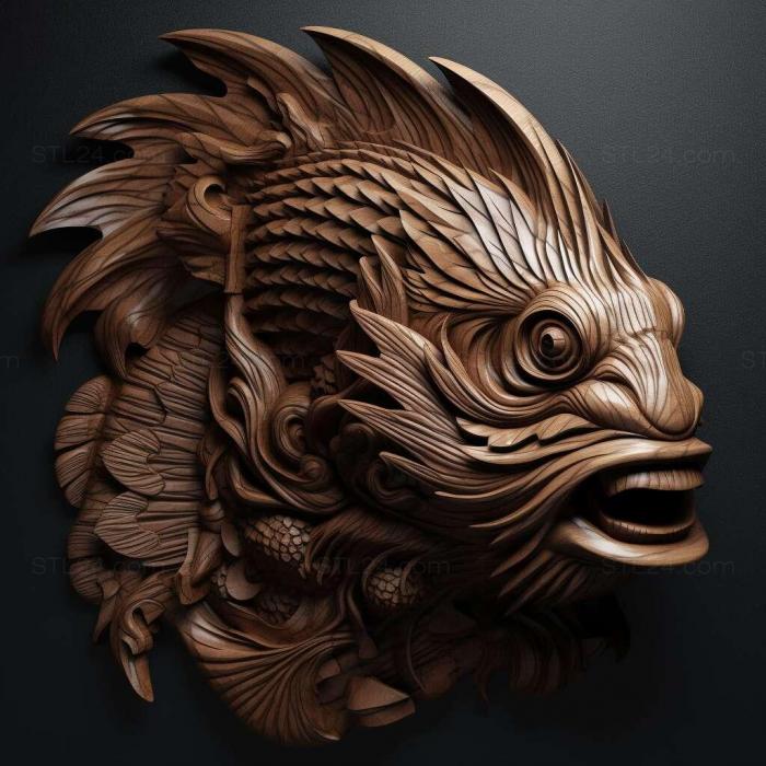 Nature and animals (Fighting fish Dragon fish 4, NATURE_2164) 3D models for cnc