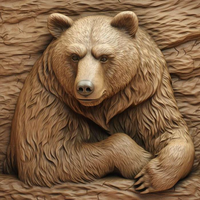 Природа и животные (Белая медведка американская cinnamomum 4, NATURE_2236) 3D модель для ЧПУ станка