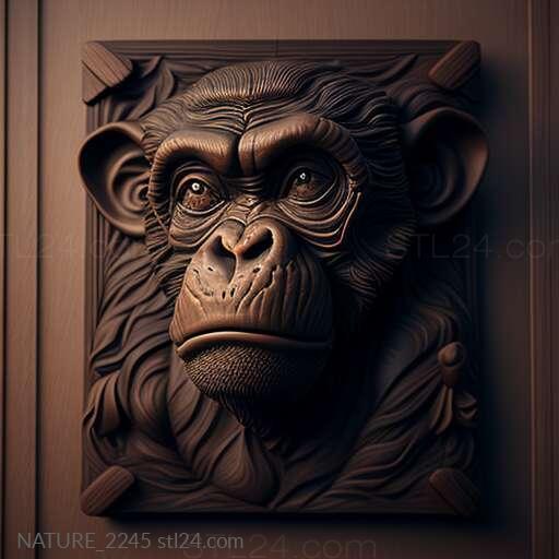 Nature and animals (st Nim Chimpsky famous animal 1, NATURE_2245) 3D models for cnc