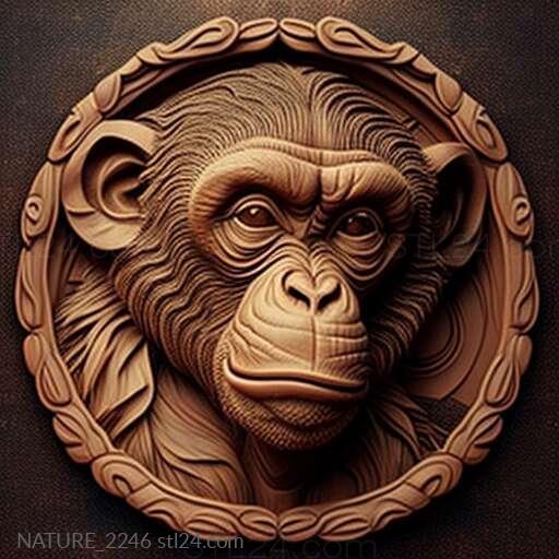 Nature and animals (st Nim Chimpsky famous animal 2, NATURE_2246) 3D models for cnc