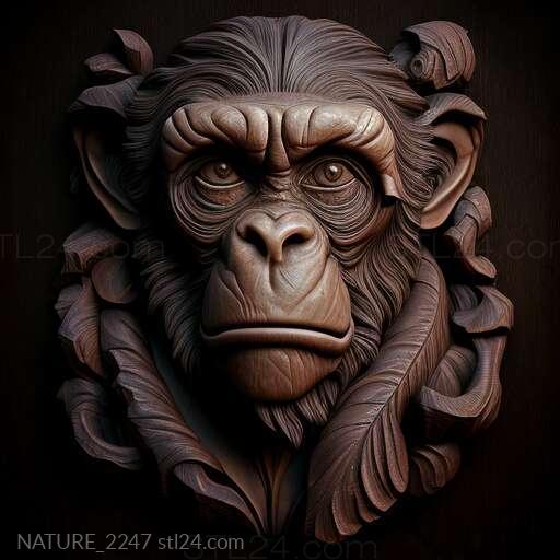 Nature and animals (st Nim Chimpsky famous animal 3, NATURE_2247) 3D models for cnc