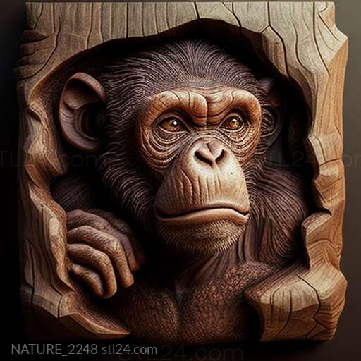 Nature and animals (st Nim Chimpsky famous animal 4, NATURE_2248) 3D models for cnc