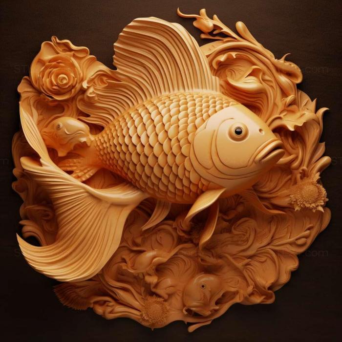 Nature and animals (Curly gilled goldfish fish 3, NATURE_227) 3D models for cnc