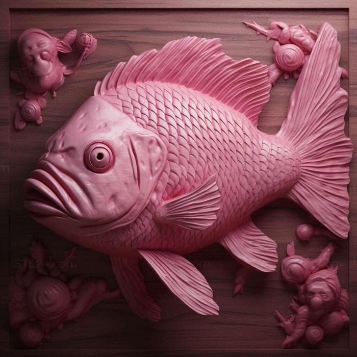 Nature and animals (st Pink munchausia fish 2, NATURE_2306) 3D models for cnc