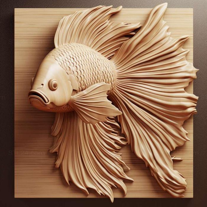 Nature and animals (Brush tailed fighting fish fish 1, NATURE_2325) 3D models for cnc