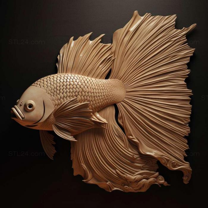Nature and animals (Brush tailed fighting fish fish 4, NATURE_2328) 3D models for cnc