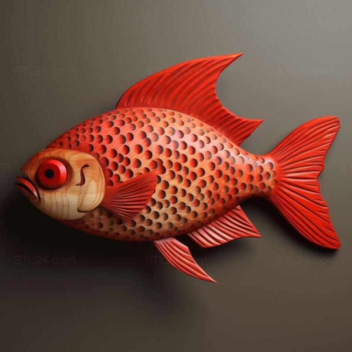 Красная пятнистая рыба тетра 2