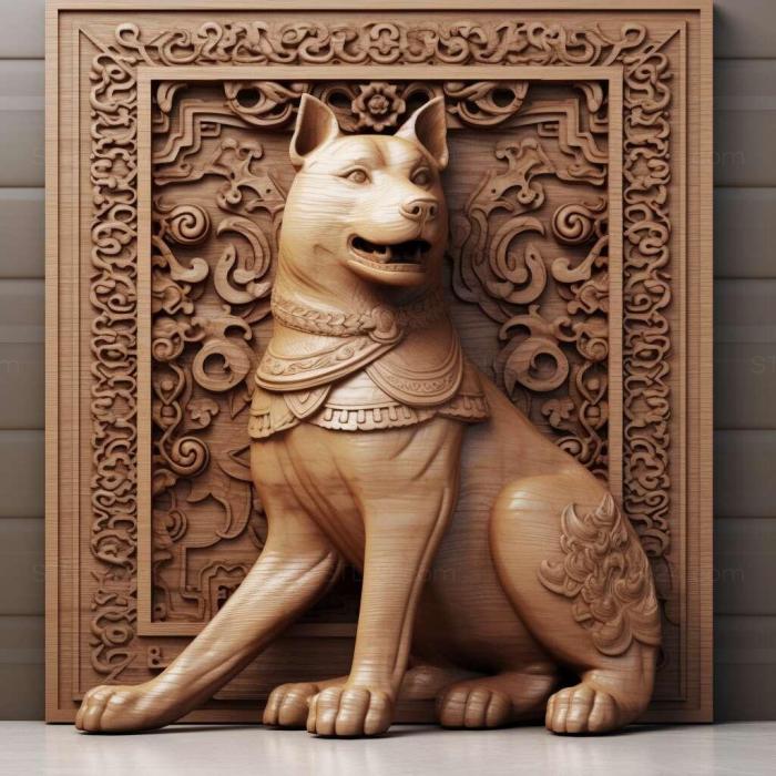 Природа и животные (Корейская собака чиндо 1, NATURE_2349) 3D модель для ЧПУ станка