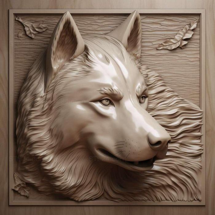 Природа и животные (Сахалинская собака породы хаски 4, NATURE_2360) 3D модель для ЧПУ станка