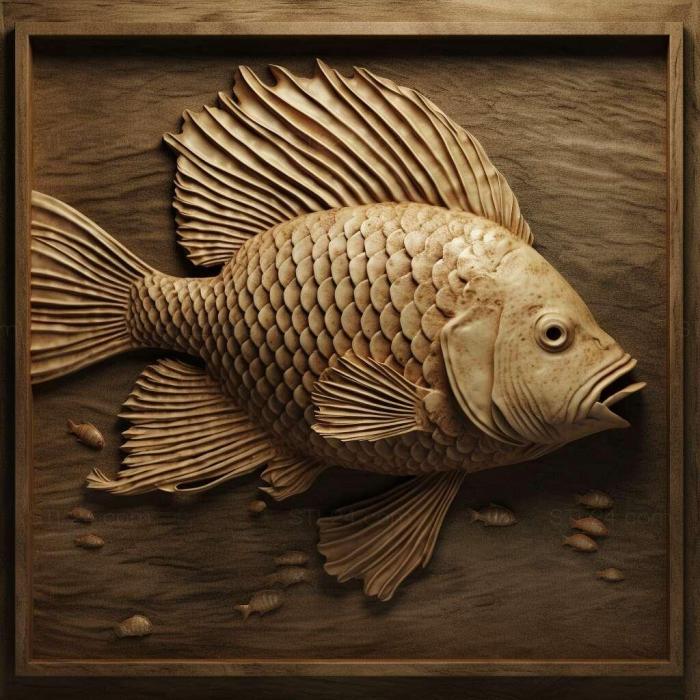 Природа и животные (Живородящая аквариумная рыбка рыбка 1, NATURE_241) 3D модель для ЧПУ станка