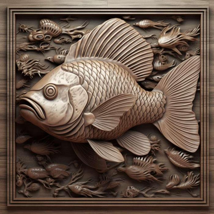 Природа и животные (Живородящая аквариумная рыбка рыбка 2, NATURE_242) 3D модель для ЧПУ станка