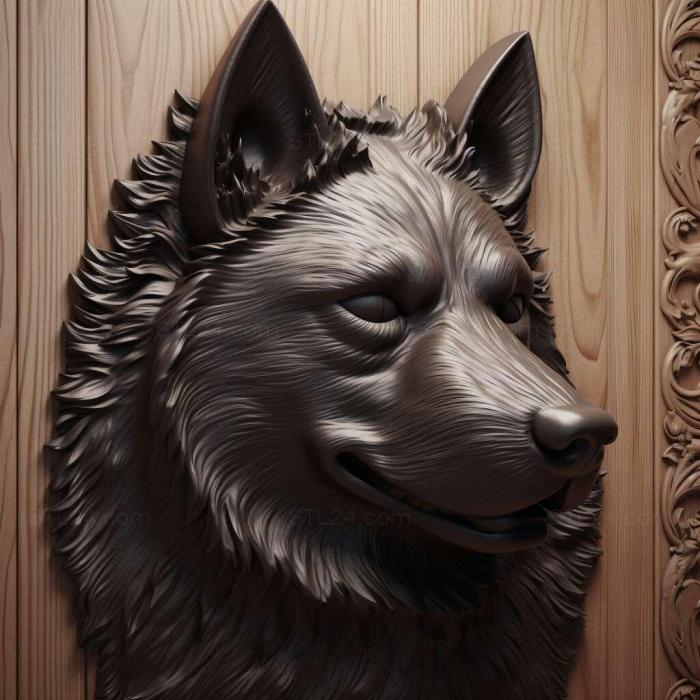 Nature and animals (st Norwegian Black Elkhound dog 2, NATURE_2530) 3D models for cnc