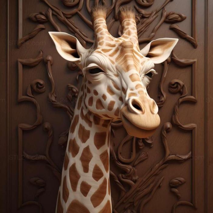 Природа и животные (Жираф Медичи знаменитое животное 4, NATURE_2544) 3D модель для ЧПУ станка