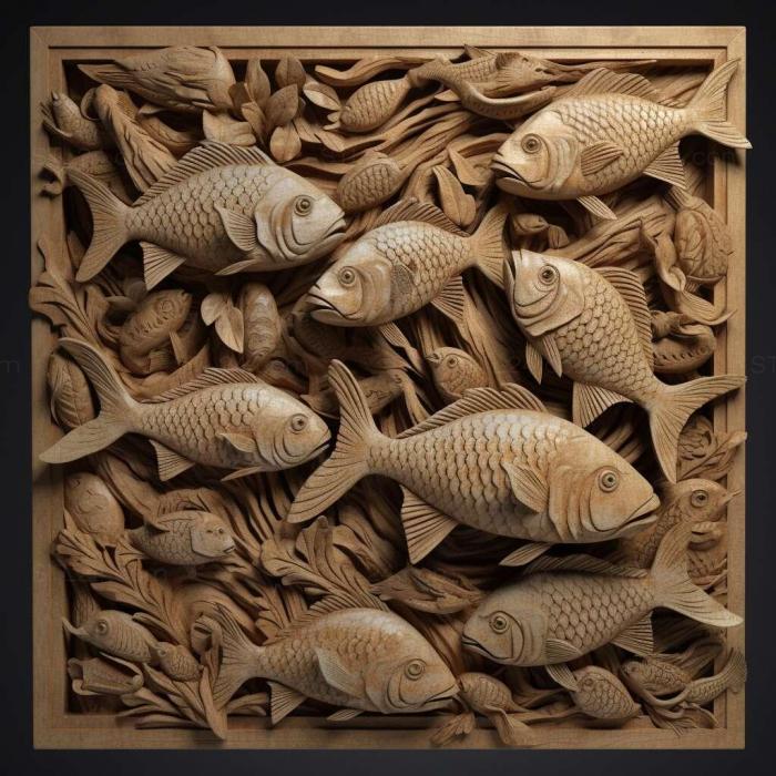 Nature and animals (st Senegalese multi fish 4, NATURE_2564) 3D models for cnc
