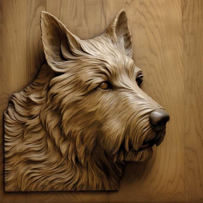 Природа и животные (Собака Фландрского Бувье 3, NATURE_2567) 3D модель для ЧПУ станка