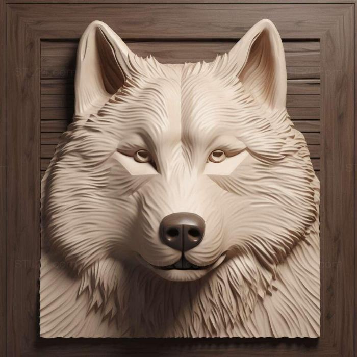 Природа и животные (Аляскинский маламут собака 2, NATURE_2574) 3D модель для ЧПУ станка