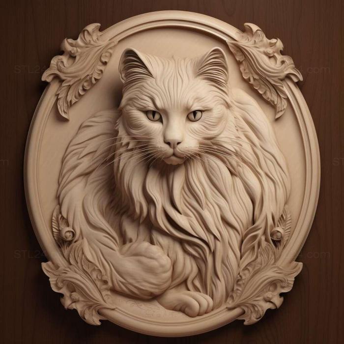 Nature and animals (st Norwegian Forest cat 2, NATURE_2610) 3D models for cnc